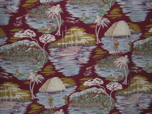 44" wide retro apparel rayon fabric from Barkcloth Hawaii Fabric Shop