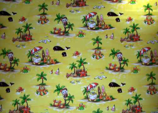 Hawaiian Fabrics - Surfboards, monkeys, whales, cats, dogs, starfish, palm trees, umbrellas
