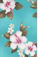 Tropical Hawaiian vintage hibiscus and plumeria flowers on an aqua apparel fabric
