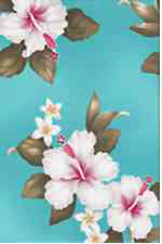 Vintage Hibiscus and plumeria flowers Hawaiian Tropical cotton