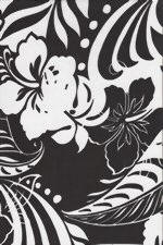 10loma Abstract hibiscus, 60's, sixties, mod black & white broadcloth cotton apparel fabric.
