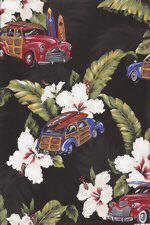 44" wide, 24" pattern repeat. Woody cars, surf trucks, surfboards