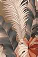 Feather leaves on a taupe non-upholstery barkcloth
