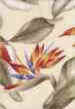 30bahama breeze bird of paradise flowers on a black, Hawaiian vintage 55 inch width cream backround non-upholstery barkcloth fabric