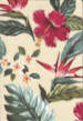 Hibiscus, bird of paradise and plumeria flowers on a black coton vintage type barkcloth fabric made for apparel and home decor projects such as curtains, bedding and tablewear