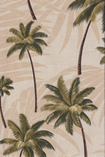 Ani Ivory, palm trees on a bark crepe textured upholstery barkcloth fabric.