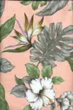 14uhi peach hibiscus, Hawaiian vintage style barkcloth fabric