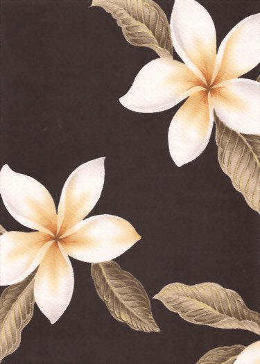 Plumeria Frangipani Flowers on a Brown colored cotton Upholstery Fabric