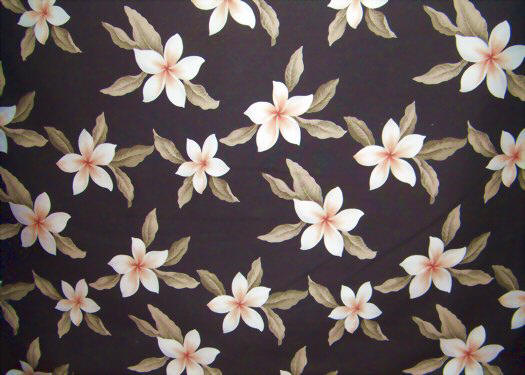 Plumeria Frangipani Flowers on a Brown colored cotton Upholstery Fabric