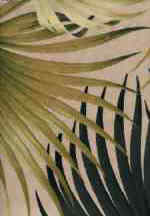 Kailua Taupe Palm frond leaves on a nubby upholstery bark cloth fabricc.