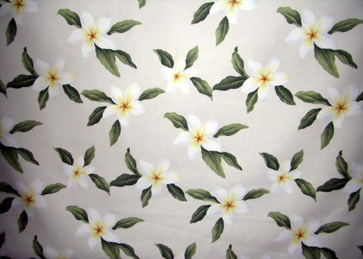 Plumeria Frangipani Flowers on a Natural  colored cotton Upholstery Fabric