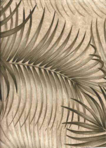 Mana Natural - Tropical leaves on cotton nubby bark cloth