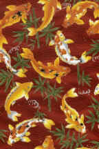 40koi pond Oriental Japanese koi - carp fish on cotton broadcloth apparel fabric.  overall photo 